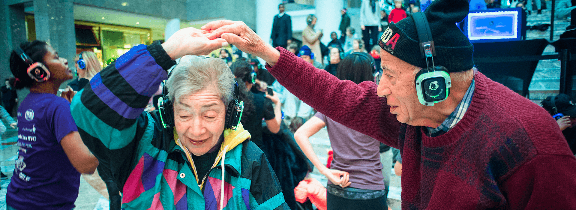 Couple enjoying the Silent Disco Party